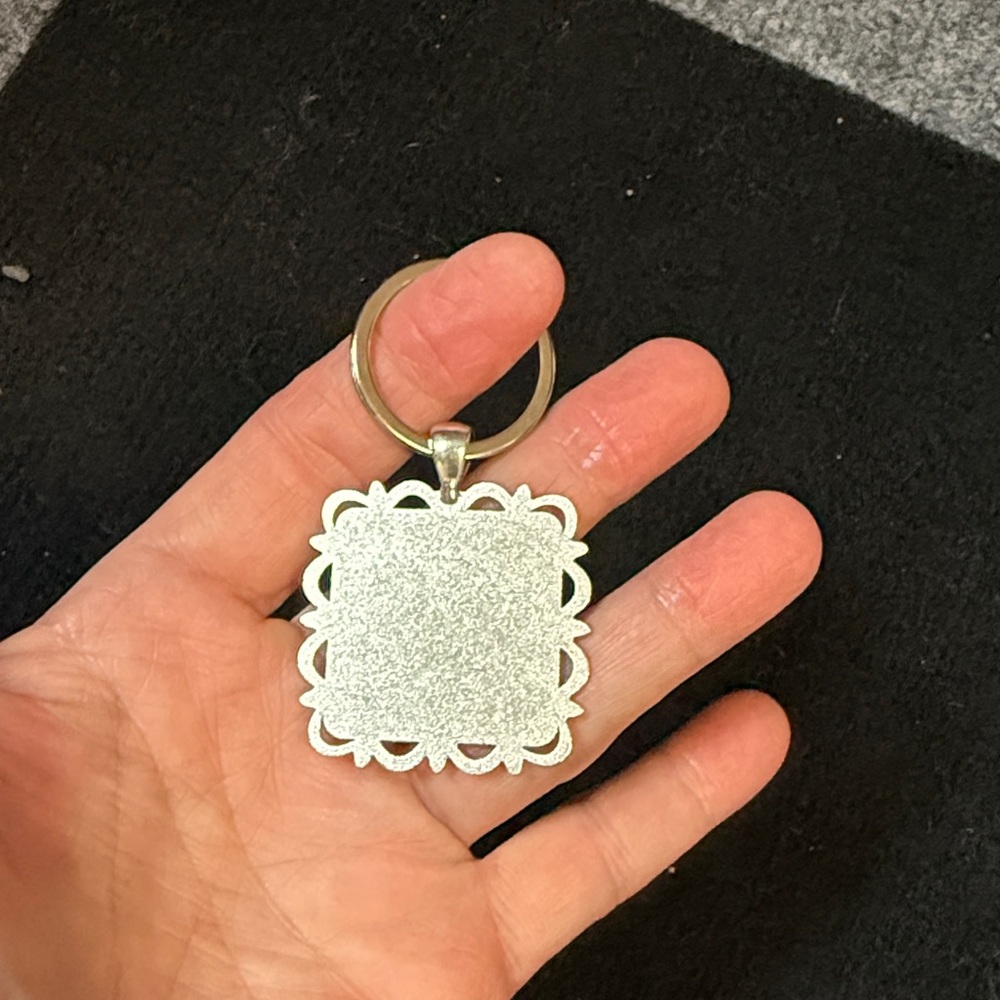 Louis Vuitton UPCYCLED repurposed Brown Monogram Keychain pendant set silver - Picture 6 of 6
